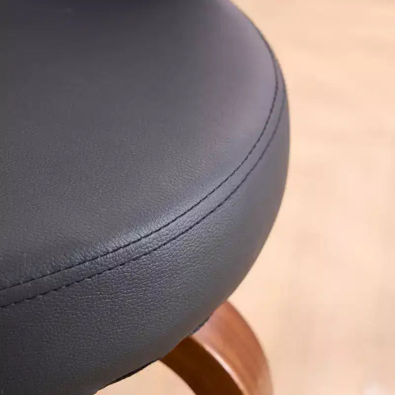 Faux Leather Swivel Counter Bar Stool with Bentwood Legs, Black/White, Set of 2