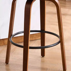 Faux Leather Swivel Counter Bar Stool with Bentwood Legs, Black/White, Set of 2