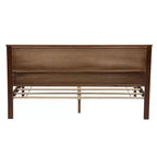 Walnut / White Farmhouse Queen Bed with Footboard Storage Bench & 2 Drawers, For 1–2 Users