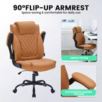 Black/Brown/Gray PU Leather Ergonomic Office Chair with Flip-Up Arms, Single Seat, 350 lbs Capacity