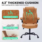 Black/Brown/Gray PU Leather Ergonomic Office Chair with Flip-Up Arms, Single Seat, 350 lbs Capacity