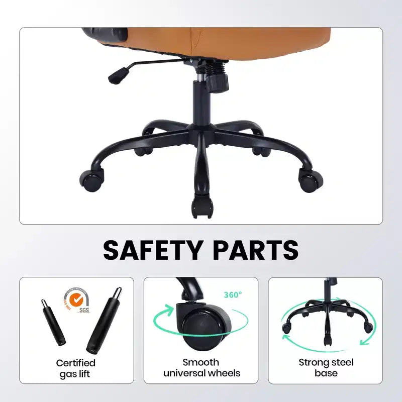 Black/Brown/Gray PU Leather Ergonomic Office Chair with Flip-Up Arms, Single Seat, 350 lbs Capacity