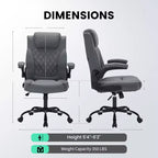 Black/Brown/Gray PU Leather Ergonomic Office Chair with Flip-Up Arms, Single Seat, 350 lbs Capacity