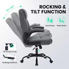 Black/Brown/Gray PU Leather Ergonomic Office Chair with Flip-Up Arms, Single Seat, 350 lbs Capacity
