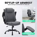 Black/Brown/Gray PU Leather Ergonomic Office Chair with Flip-Up Arms, Single Seat, 350 lbs Capacity