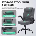 Black/Brown/Gray PU Leather Ergonomic Office Chair with Flip-Up Arms, Single Seat, 350 lbs Capacity