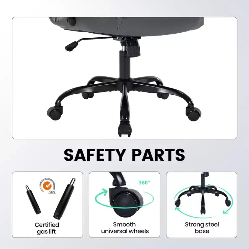 Black/Brown/Gray PU Leather Ergonomic Office Chair with Flip-Up Arms, Single Seat, 350 lbs Capacity