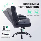 Black/Brown/Gray PU Leather Ergonomic Office Chair with Flip-Up Arms, Single Seat, 350 lbs Capacity