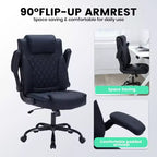 Black/Brown/Gray PU Leather Ergonomic Office Chair with Flip-Up Arms, Single Seat, 350 lbs Capacity