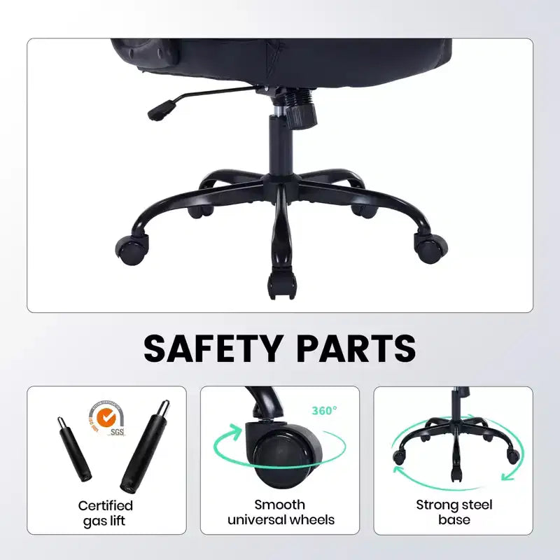 Black/Brown/Gray PU Leather Ergonomic Office Chair with Flip-Up Arms, Single Seat, 350 lbs Capacity