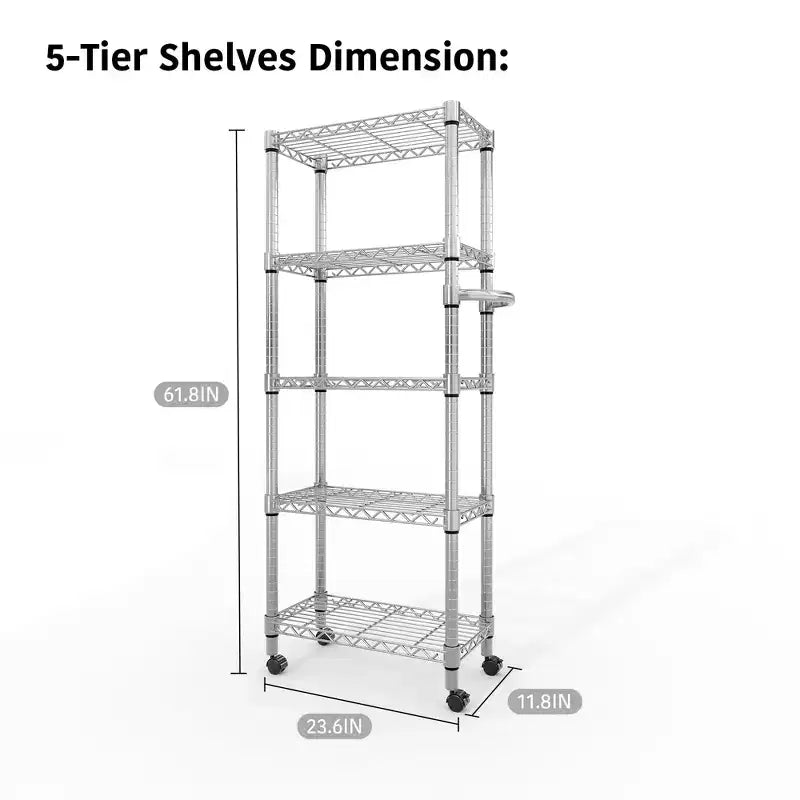 5971.8 Rolling Garage Shelving Unit, 4-Tier Wire Storage Shelves with Wheels, 2640LBS Load Industrial Rack