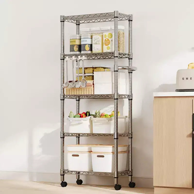5971.8 Rolling Garage Shelving Unit, 4-Tier Wire Storage Shelves with Wheels, 2640LBS Load Industrial Rack