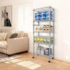 5971.8 Rolling Garage Shelving Unit, 4-Tier Wire Storage Shelves with Wheels, 2640LBS Load Industrial Rack