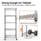 5971.8 Rolling Garage Shelving Unit, 4-Tier Wire Storage Shelves with Wheels, 2640LBS Load Industrial Rack