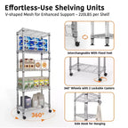 5971.8 Rolling Garage Shelving Unit, 4-Tier Wire Storage Shelves with Wheels, 2640LBS Load Industrial Rack