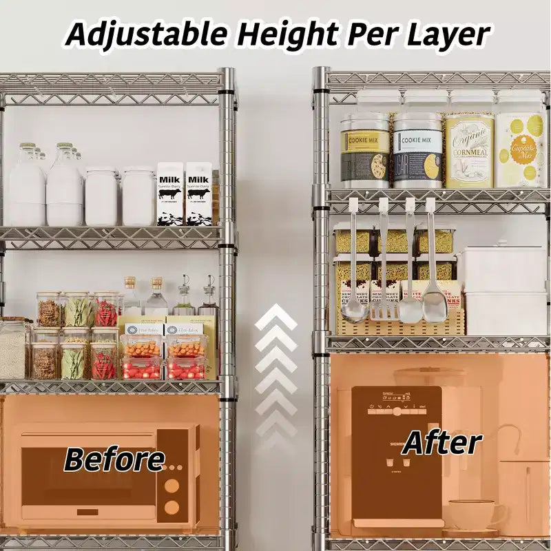 5971.8 Rolling Garage Shelving Unit, 4-Tier Wire Storage Shelves with Wheels, 2640LBS Load Industrial Rack