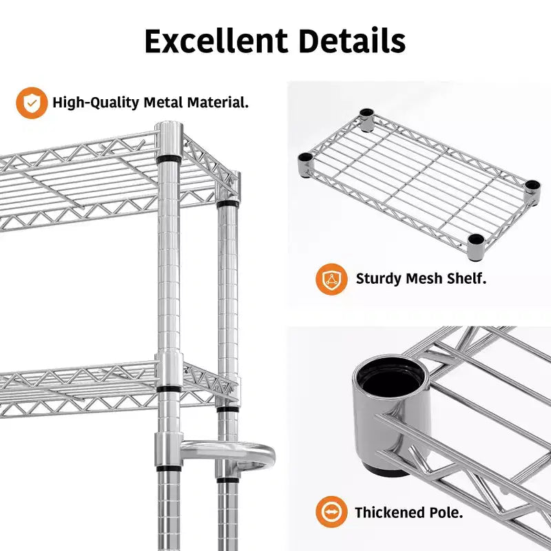 5971.8 Rolling Garage Shelving Unit, 4-Tier Wire Storage Shelves with Wheels, 2640LBS Load Industrial Rack