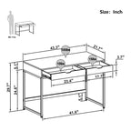 Rustic Brown Writing Desk with 2 Drawers, Single-Person, Rectangular