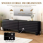 Black Wavy-Door TV Stand, 4-Cabinet, Up to 75" TV, 1-Person Assembly