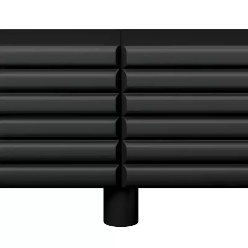 Black Wavy-Door TV Stand, 4-Cabinet, Up to 75" TV, 1-Person Assembly