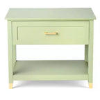 Light Green Rectangle Nightstand with 1 Drawer & 1 Shelf, Single