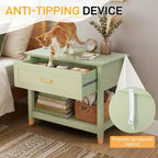 Light Green Rectangle Nightstand with 1 Drawer & 1 Shelf, Single