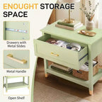 Light Green Rectangle Nightstand with 1 Drawer & 1 Shelf, Single
