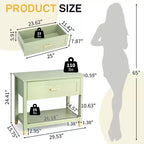 Light Green Rectangle Nightstand with 1 Drawer & 1 Shelf, Single
