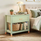 Light Green Rectangle Nightstand with 1 Drawer & 1 Shelf, Single