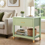 Light Green Rectangle Nightstand with 1 Drawer & 1 Shelf, Single