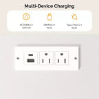 White 2-Drawer 1-Shelf Nightstand with Power Outlet, Set of 2