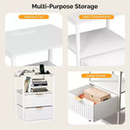 White 2-Drawer 1-Shelf Nightstand with Power Outlet, Set of 2