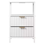 White 2-Drawer 1-Shelf Nightstand with Power Outlet, Set of 2