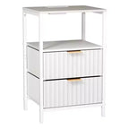 White 2-Drawer 1-Shelf Nightstand with Power Outlet, Set of 2