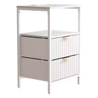 White 2-Drawer 1-Shelf Nightstand with Power Outlet, Set of 2