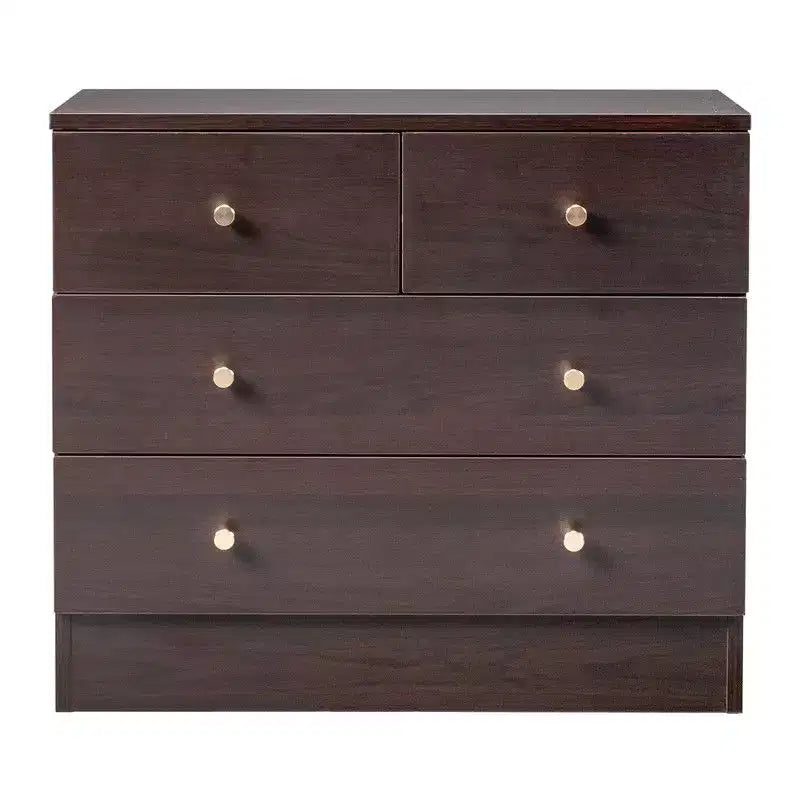 White 4-Drawer Dresser, 3-Tier, Matte Gold Handles, for 1
