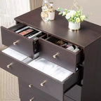 White 4-Drawer Dresser, 3-Tier, Matte Gold Handles, for 1