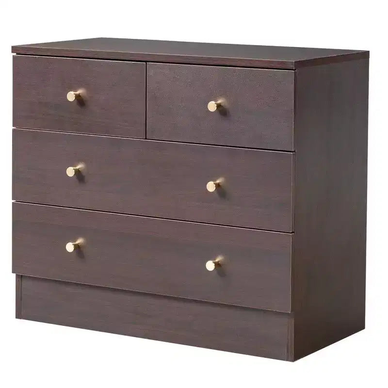 White 4-Drawer Dresser, 3-Tier, Matte Gold Handles, for 1