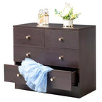 White 4-Drawer Dresser, 3-Tier, Matte Gold Handles, for 1
