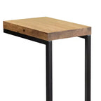 Brown Wood & Black Metal Snack Side Table, 1-Person