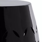 Black Cylindrical Side Table, Iron Laser-Cut, 1-Person Use, Indoor/Outdoor