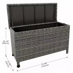 125-Gallon PE Rattan Deck Box with Wheels, Brown / Gray, 1-Person