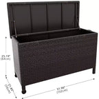 125-Gallon PE Rattan Deck Box with Wheels, Brown / Gray, 1-Person
