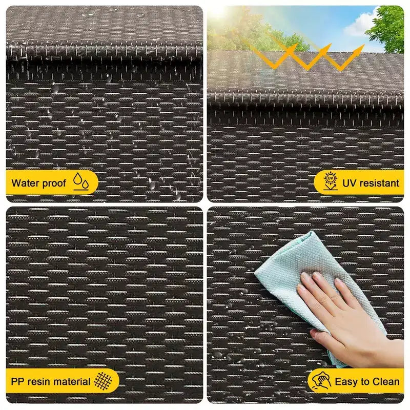 125-Gallon PE Rattan Deck Box with Wheels, Brown / Gray, 1-Person