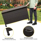 125-Gallon PE Rattan Deck Box with Wheels, Brown / Gray, 1-Person