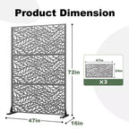 Brown / Light Gray / Olive Green 3-Panel Metal Privacy Screen, Freestanding & Wall-Mount