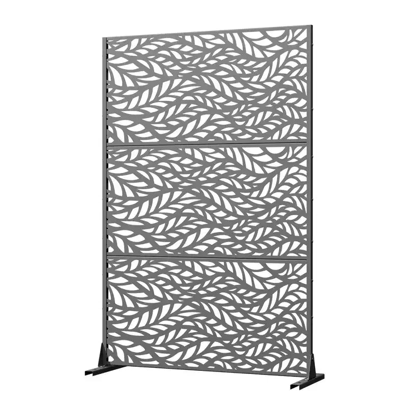 Brown / Light Gray / Olive Green 3-Panel Metal Privacy Screen, Freestanding & Wall-Mount