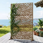 Brown / Light Gray / Olive Green 3-Panel Metal Privacy Screen, Freestanding & Wall-Mount