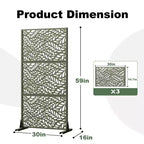 Brown / Light Gray / Olive Green 3-Panel Metal Privacy Screen, Freestanding & Wall-Mount