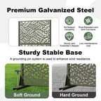 Brown / Light Gray / Olive Green 3-Panel Metal Privacy Screen, Freestanding & Wall-Mount